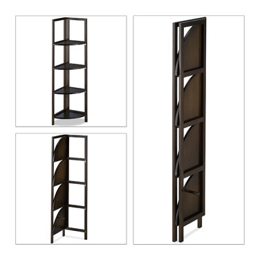 Relaxdays Bamboo Corner Shelf with 4 Shelves