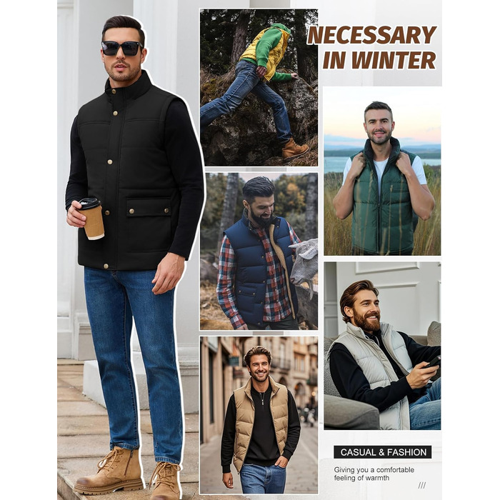 Чоловіча зимова жилетка Xnova з термопідкладкою Sherpa: тепла флісова жилетка, без рукавів, для полювання, роботи та активного відпочинку. Чорний колір, розмір M