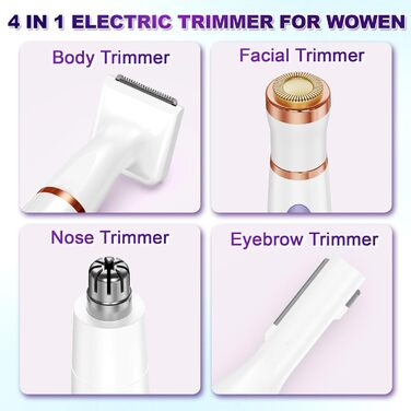 Електричний жіночий триммер 4-в-1: для тіла, обличчя, носа та бікіні. USB