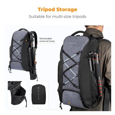 Рюкзак для камери K&F Concept 30L, водонепроникний, з захистом від дощу, для DSLR/SLR, 16