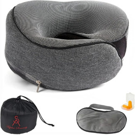 Подушка для шиї у літак, Memory Foam, доросла, регульована, компактна, ергономічна, сіра (графітовий сірий)