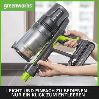 Бездротовий акумуляторний пилосос Greenworks GD24SV 5-в-1, 500W, 45 хв роботи, HEPA-фільтр, насадка для шерсті тварин, 3 режими потужності (без акумулятора та зарядного пристрою)