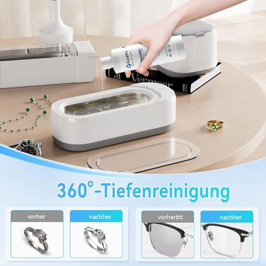 Ультразвукова очищувач для окулярів та ювелірних виробів, 350 мл, 46 кГц, білий