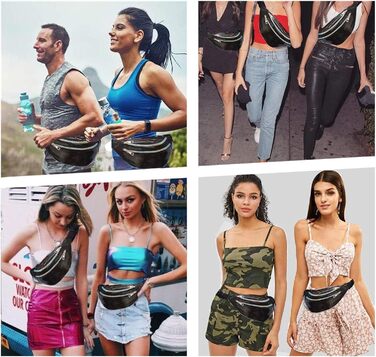 Стильна поясна сумка-фенні-пак AYNKH з трьома відділеннями, водонепроникна, унісекс (Яскраво-чорний)