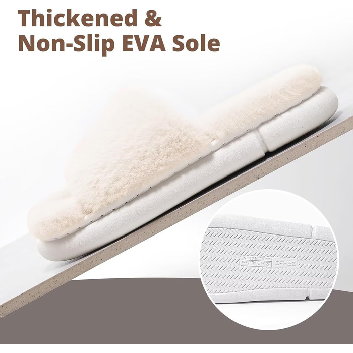 Жіночі плюшеві халапи з штучного хутра, з піною пам'яті, теплі та зручні (Бежевий, 40/41 EU)