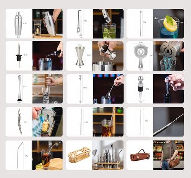 Набір бармена DUEBEL професійний 24 предмети, з сумкою для подорожей та бамбуковою підставкою - для приготування коктейлів