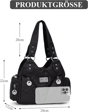 Сумка жіноча TIAASTAP Klein City Bag вінтаж чорна шкіряна через плече Hobo Bag з багатьма відділеннями