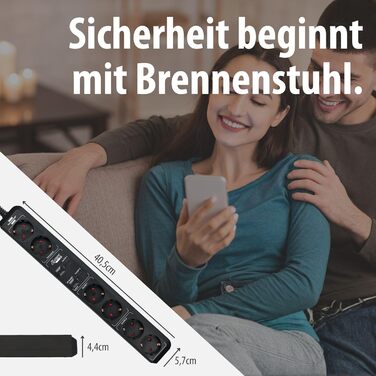 Розумний подовжувач Brennenstuhl Connect Eco-Line WiFi на 6 розеток, керування через додаток, Alexa та Google Assistant, кабель 1.5м, чорний