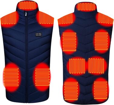 Обігрівальна жилетка для чоловіків та жінок, USB, 13/11/9 зон обігріву, для активного відпочинку, походів та катання на лижах (без Powerbank) (E#blau, 5XL)