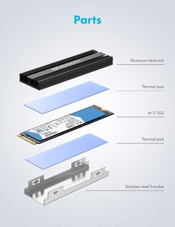 Радіатор охолодження GrauGear для M.2 NVMe SSD, комплект кулера для Playstation 5, PS5 Slim, з теплопровідною кришкою (алюміній) G-PS5HS02