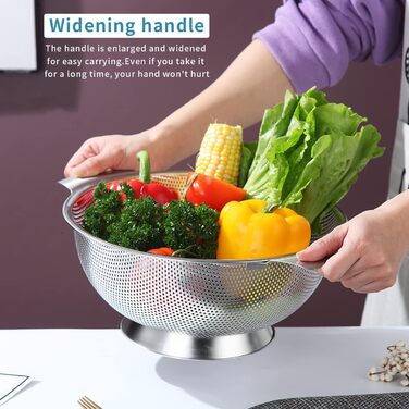 Ситечко Kyraton Gold Colander 5 Quart з нержавіючої сталі з покриттям з титану та золота, професійне, з міцними ручками та самостійною основою для зливу, легко миється, придатне для миття в посудомийній машині