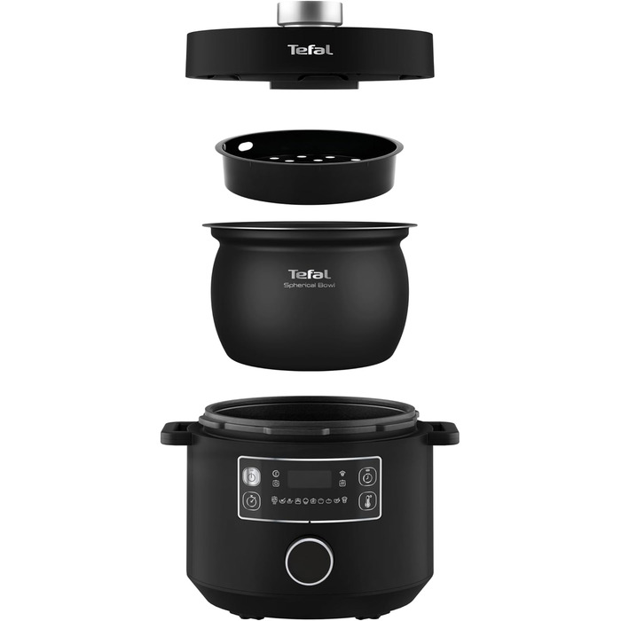 Мультиварка Tefal Turbo Cuisine 4.8л CY7548: швидка, 10 програм (приготування на пару, тушкування, смаження, су-від, рис), підтримання тепла, антипригарне покриття, чорна