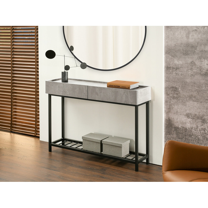 Консольний столик Mebel-Partner бетон, чорний матовий, 117 x 85 x 27 см