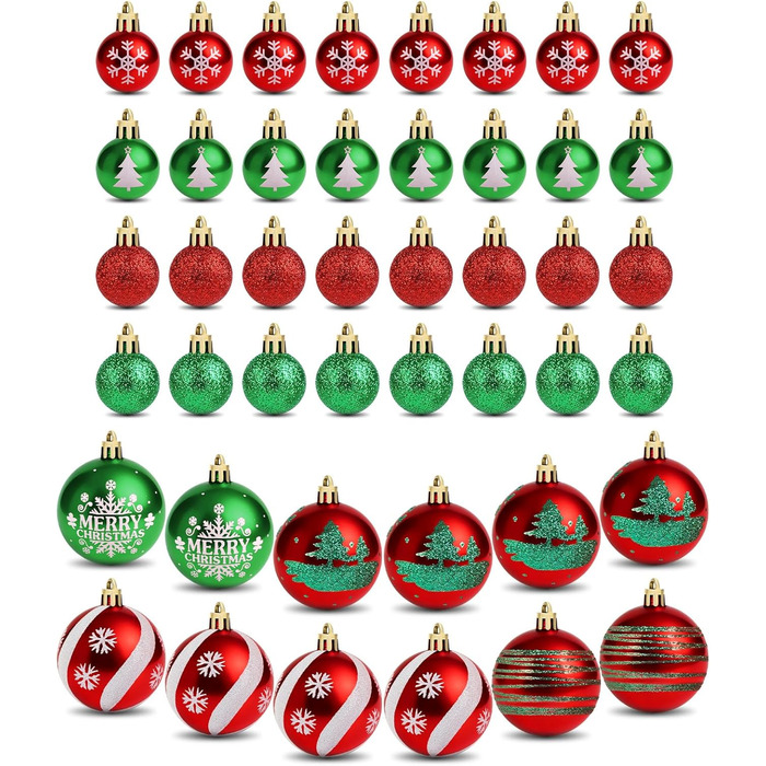 Набір прикрас на ялинку Ilauke, 44 шт. Ялинкові кулі пластикові червоно-білі, 3 та 6 см. Декорації для ялинки, різдвяний декор, вечірка, дім, весілля, Різдво, червоний, білий