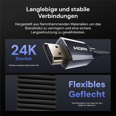 HDMI 2.1 кабель AWOL VISION 2M: 8K, 48Gbps, Ultra High Speed, сумісний з PS5/Xbox/TV/PC/Beamer, HC-002