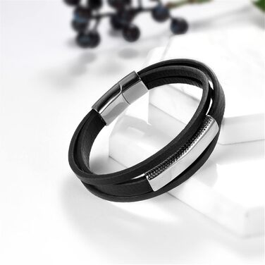 Чоловічий шкіряний браслет JewelryWe, ручної роботи, плетіння з кількох рядів, нержавіюча сталь, магнітна застібка, регульований, для чоловіків та жінок