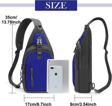 Чоловіча нагрудна сумка-рюкзак на плече, Crossbody Bag, для активного відпочинку, спорту та прогулянок з собакою (Блакитна)