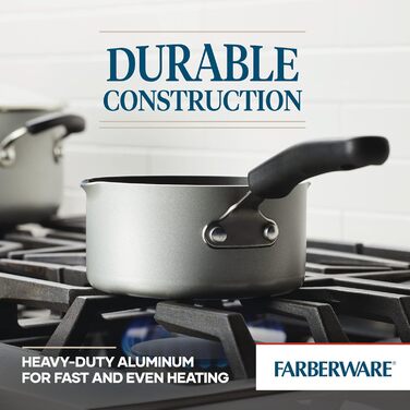 Набір кухонного посуду Farberware Cookstart DiamondMax: 15 предметів (каструлі, сковорідки, форма для випічки, інструменти), антипригарне покриття, миється в посудомийній машині