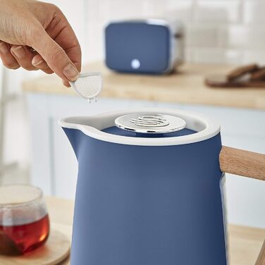 Набір для сніданку Swan Nordic: чайник 1,7 л, тостер на 2 тости, 2200 Вт, блакитний, з дизайном під дерево