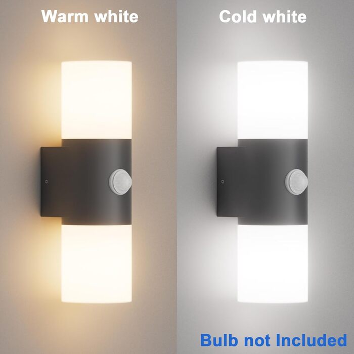 Klighten Wall Lights E27 Outdoor/Indoor, 2-Light Up and Down Outdoor Lamp, Outdoor Light Fixture, IP54 Outdoor Lamp, Aluminum Modern Outdoor Wall Lamp, Wall Lamp for Entrance Terrace, without Bulb (Dark Grey, with Motion Sensor)