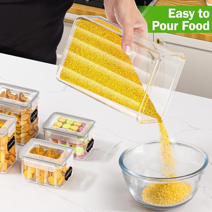 Набір контейнерів для зберігання продуктів 24 шт, герметичні, з кришками, BPA-free, для кухні, круп, борошна, цукру, з маркером і етикетками, 42 л