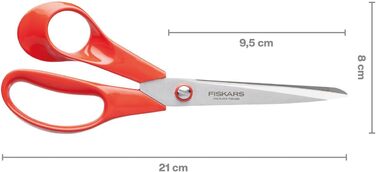 Ножиці універсальні для лівші Fiskars Classic 21 см, нержавіюча сталь, червоні ручки