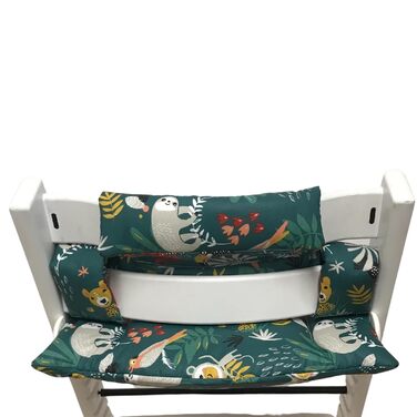 Дитяча подушка LUCCA для стільчика Stokke Tripp Trapp, ламінована, легке очищення, бірюзові джунглі