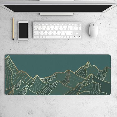 Килимок для миші HAUTOCO Gaming XXL 800x300 мм, чорний, з абстрактним дизайном гори, антиковзаюча гума, для комп'ютера