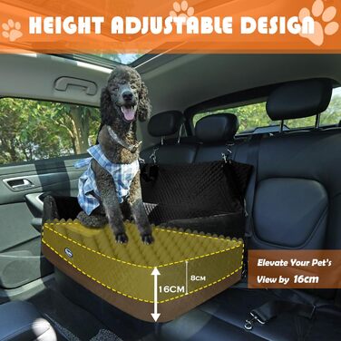 Підвищення для собак PALAMIL: для великих/середніх або 2 маленьких собак, водонепроникний автокрісло для собак з товстим матрацом та кишенями для зберігання (Чорний). Підвищення для великих собак.