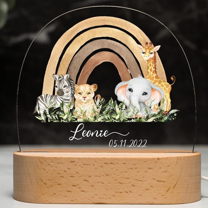 Night light for children with custom names, personalized dimmable night lamp - With a cute animal motif as personalized gifts for children for baptisms, birthdays, Easter & baby gifts