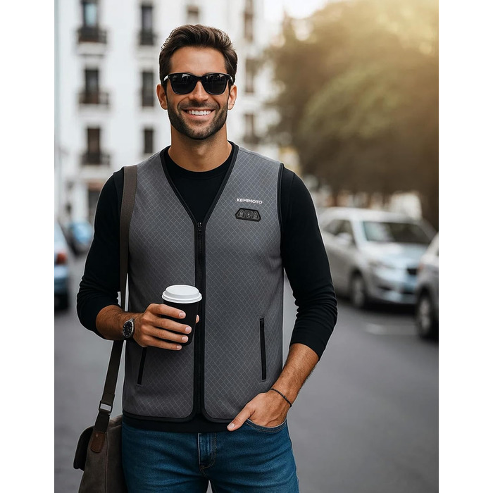 Обогреваемая жилетка KEMIMOTO для мужчин: 6 зон обігріву, 3 рівні нагріву, USB, для катання на лижах, риболовлі, мотоцикла, кемпінгу, сіра