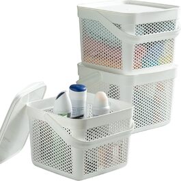 Універсальний кошик для зберігання з кришкою 8л x3, білий, для іграшок, білизни, ванної, кухні, органайзер, кошик для Великодня