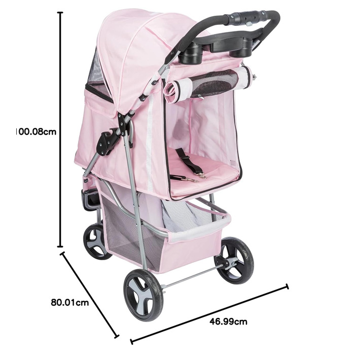 Тріксі Складаний візок для домашніх тварин (кішки та собаки), рожевий
