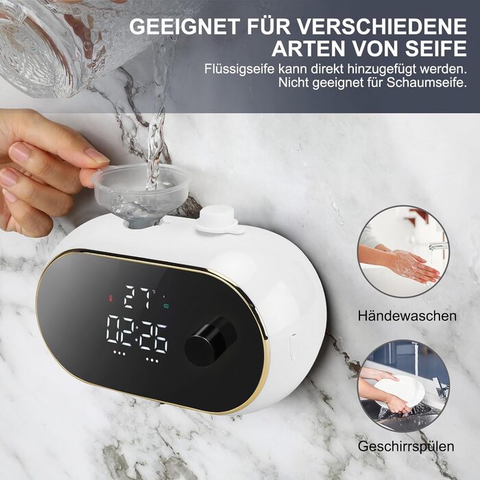 Automatic Soap Dispenser Wall Mount with Sensor - No Touch Soap Dispenser - Electric Plastic Soap Dispenser for Bathroom, Kitchen, Office - White