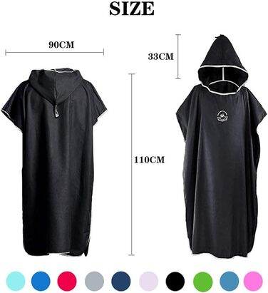 Hiturbo Microfiber Towel Poncho, Changing Aid for Beach & Surf, Poncho for Men and Women - Changing Robe, One Size Warm Hooded Cloak, Changing Aid for Surfing & Swimming