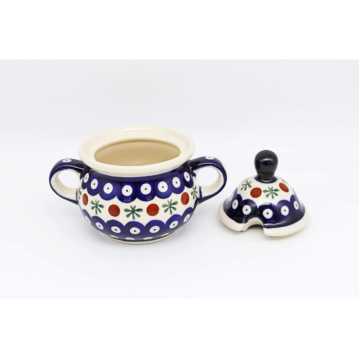 Unknown Original Bunzlau Porcelain 0.35 Liter Sugar Bowl Sugar Dispenser Sugar Container with Lid Ø14.6 cm H13.2 cm (41)