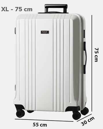 Набір валіз FERGÉ 3 шт. з жорстким корпусом та TSA-замком Cannes. Валізи-ролери (Handgepäck, L, XL). Жорсткий корпус, міцний полікарбонат, 4 колеса, валіза XL 75 см, колір Ivory-matt