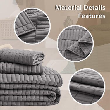 Комплект постільної білизни EXQ для двоспального ліжка (Queen Size), сірий, 3-частини, мікрофібра, легка та м'яка ковдра, сучасний стиль, підходить для всіх сезонів (1 ковдра, 2 наволочки)