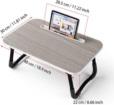 Столик для ноутбука на ліжко - Laptoptisch 48 x 30 см, сірий. Підходить для їжі, читання, роботи та відпочинку в ліжку, на дивані або в офісі.