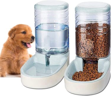 Edipets Automatic Pet Feeder & Water Dispenser - 2 Vessels, 3.8L - Cat & Dog Food & Water Bowl (Gray)