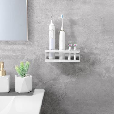 Тримач для електричної зубної щітки, нержавіюча сталь, настінний, без свердління (сріблястий)