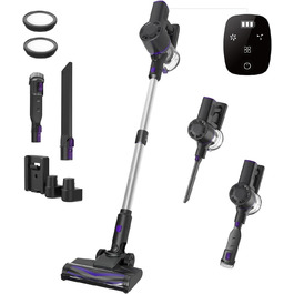 Бездротовий пилосос Vexilar V15Max з функцією миття підлоги, 60KPa/600W/60Min, гнучкий шланг, док-станція, GreenEye, насадка для твердих підлог та килимів, об'єм 1,5л, для видалення шерсті тварин (сріблястий)