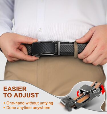 Чоловічий ремінь KEMISANT 2 шт. з автоматичною застібкою-разом, шкіряний ремінь регульованої ширини 35 мм з подарунковою коробкою (115 см/32'-38' розмір, 160 см/48'-56' розмір, 2 шт. чорний/Священний сірий 8126)