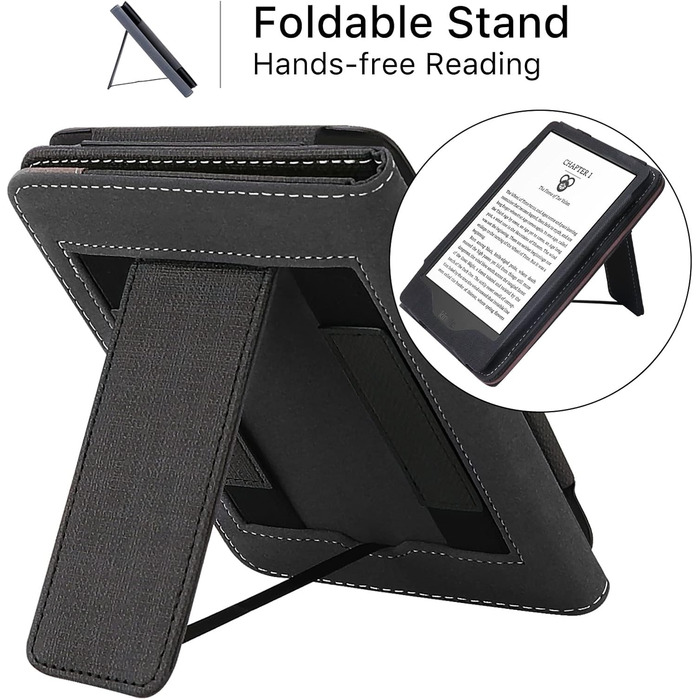 Чохол для Kindle 11-го покоління (2024/2022) WALNEW: захисна обкладинка з підставкою, двома петлями та авто-сном/пробудженням (Чорний)