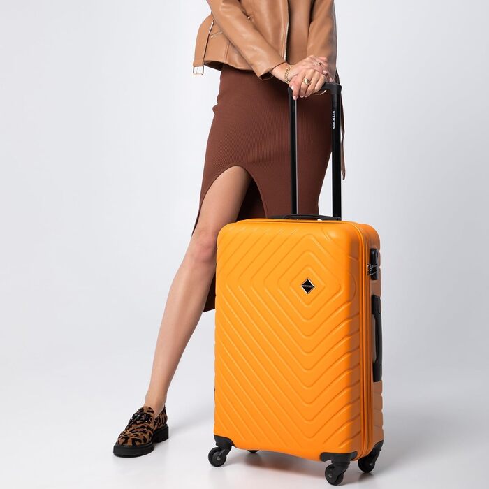 Набір валіз WITTCHEN Cube Line (S+M+L) з ABS, геометричним тисненням, 4 колесами, телескопічною ручкою та комбінаційним замком (Оранжевий)