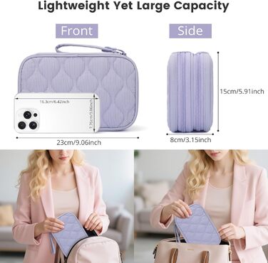 Органайзер для кабелів Skycase Kabeltasche, дорожній чохол для гаджетів та аксесуарів (світло-фіолетовий, XL)
