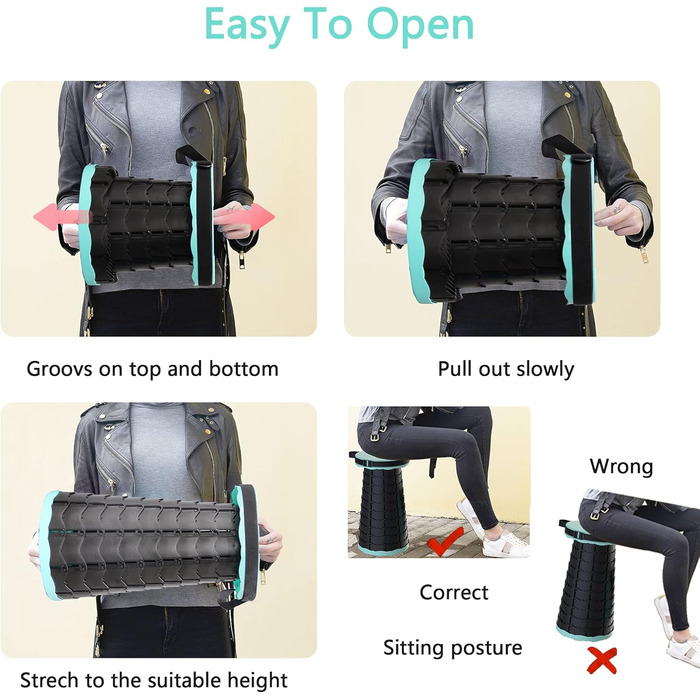 Складаний туристичний стілець-табурет, 440lbs, з сумкою, для кемпінгу, риболовлі, відпочинку на природі (Колір: Зелений)