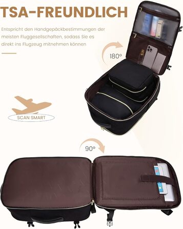 LOVEVOOK Рюкзак ручної поклажі, жіночий, для подорожей, з відділенням для ноутбука, чорний, 18 дюймів