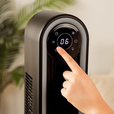 Турбовентилятор Cecotec EnergySilence 9090 Skyline Ionic, 119 см, 45 Вт, іонізатор, LED-дисплей, пульт ДК, 3 режими, 12 год таймер, осциляція 70º, висота 47' (42' висота), чорний