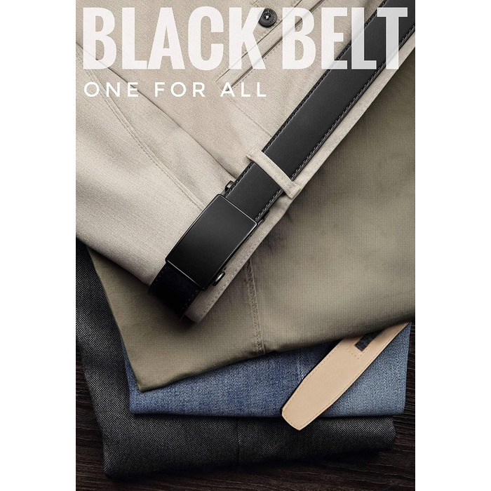 Чоловічий шкіряний ремінь DOOPAI з автоматичною пряжкою, 35 мм, регульований розмір, без отворів, чорний, 125 см (36''-42'')